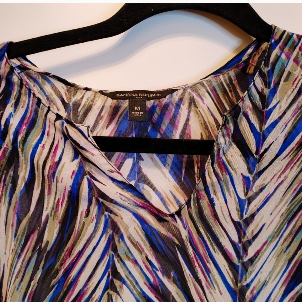 Banana Republic Factory Abstract Palm Print Flowy Tunic Blouse Medium - Picture 5 of 10